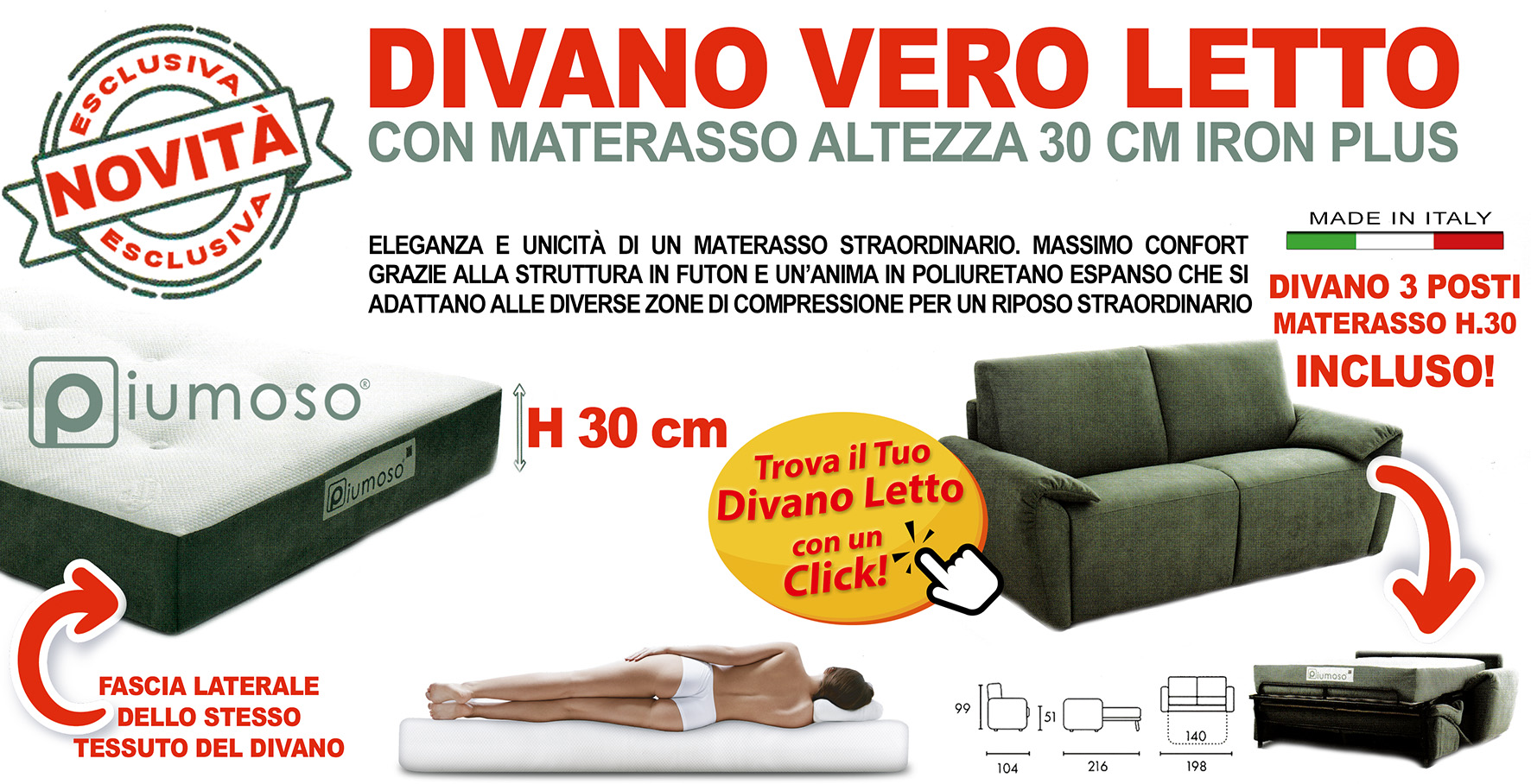 Divano con materasso altezza 30 cm Divano vero letto